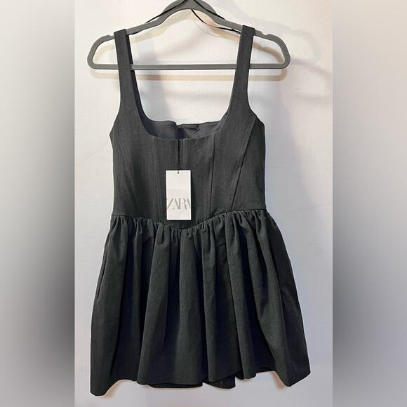 NWT Zara Gray corset Mini Dress medium - Picture 3 of 4